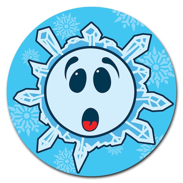 Snowflake Surprised Circle Vinyl Laminated Decal